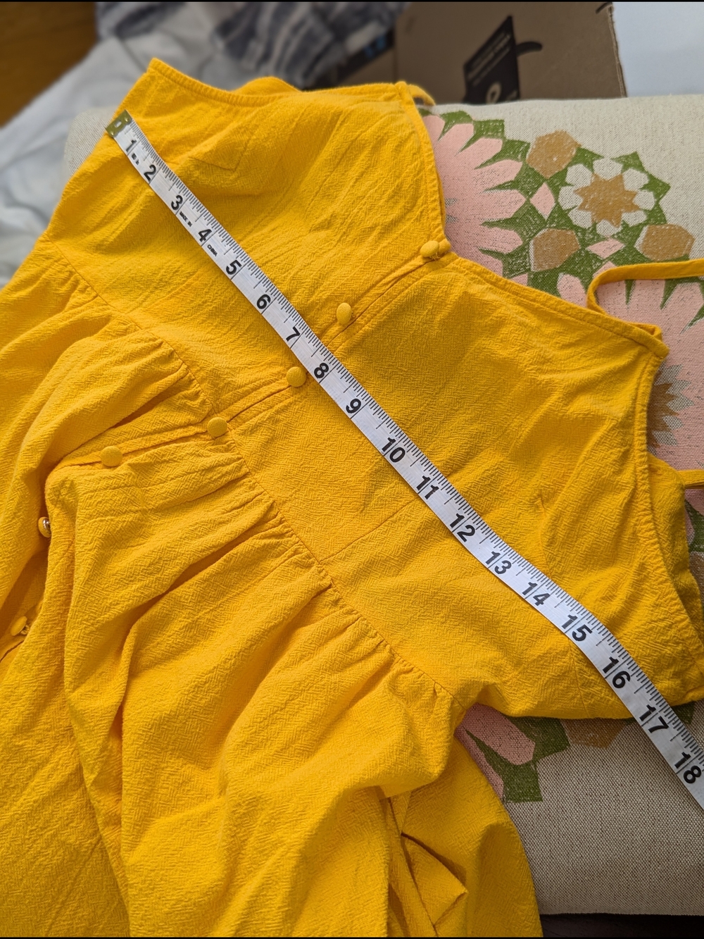 Universal Thread Bright Yellow Sundress Open Tie Back 100% Cotton With Pockets - Picture 11 of 12